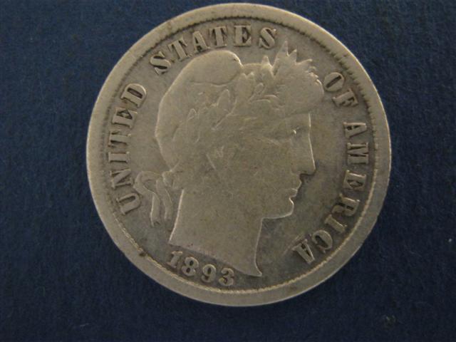 1893-s Double Mint Mark Barber Dime Obverse